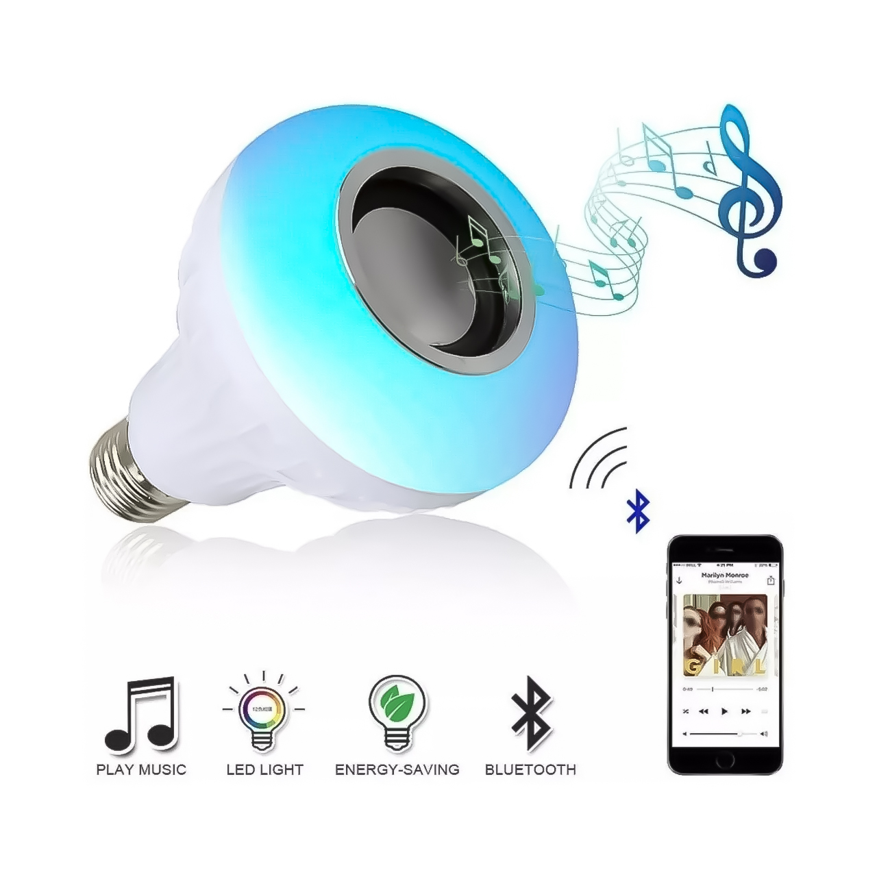 Foco LED Con Parlante Bluetooth 16 Colores