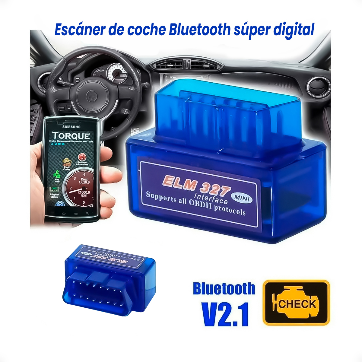 Scanner Automotriz Elm327 Multimarca V2.1 Obd2 Bluetooth Ecu