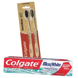 Combo Cepillo Colgate Bamboo X 2 + Crema Dental Max White