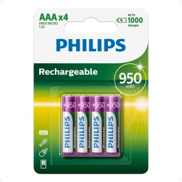 Pilas recargables Philips AAA 950mAh X4