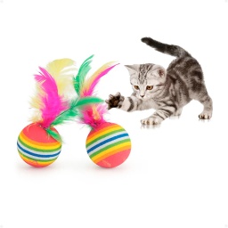 Juguete Para Mascota Bola De Plumas De Colores Arcoíris Para Gato