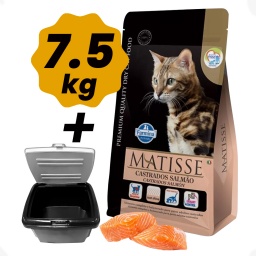 Alimento Gato castrado Adulto Matisse Premum 7.5kg + Recipiente