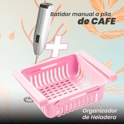 Combo Batidor Manual De Café Mas Organizador Heladera
