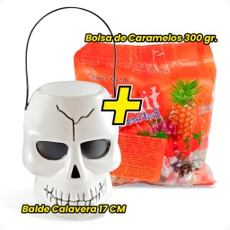 Balde Calavera + Bolsa de Caramelos Frutales Surtidos